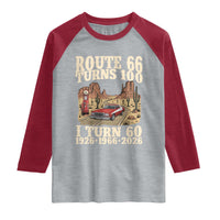 Route Highway 66 Turns 100 I Turn 60 Raglan Shirt Vintage 1966 Road Sign American Muscle Car Lover 60th Birthday Gift