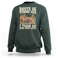 Route Highway 66 Turns 100 I Turn 60 Sweatshirt Vintage 1966 Road Sign American Muscle Car Lover 60th Birthday Gift