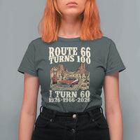 Route Highway 66 Turns 100 I Turn 60 T Shirt For Women Vintage 1966 Road Sign American Muscle Car Lover 60th Birthday Gift