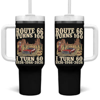 Route Highway 66 Turns 100 I Turn 60 Tumbler With Handle Vintage 1966 Road Sign American Muscle Car Lover 60th Birthday Gift