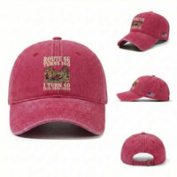 Route Highway 66 Turns 100 I Turn 60 Washed Cotton Baseball Cap Vintage 1966 Road Sign American Muscle Car Lover 60th Birthday Gift