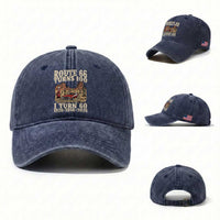 Route Highway 66 Turns 100 I Turn 60 Washed Cotton Baseball Cap Vintage 1966 Road Sign American Muscle Car Lover 60th Birthday Gift