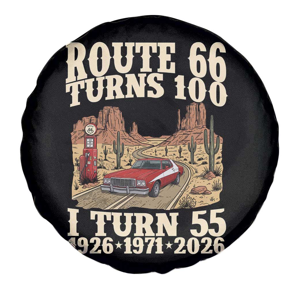 Route Highway 66 Turns 100 I Turn 55 Spare Tire Cover Vintage 1971 Road Sign American Muscle Car Lover 55th Birthday Gift