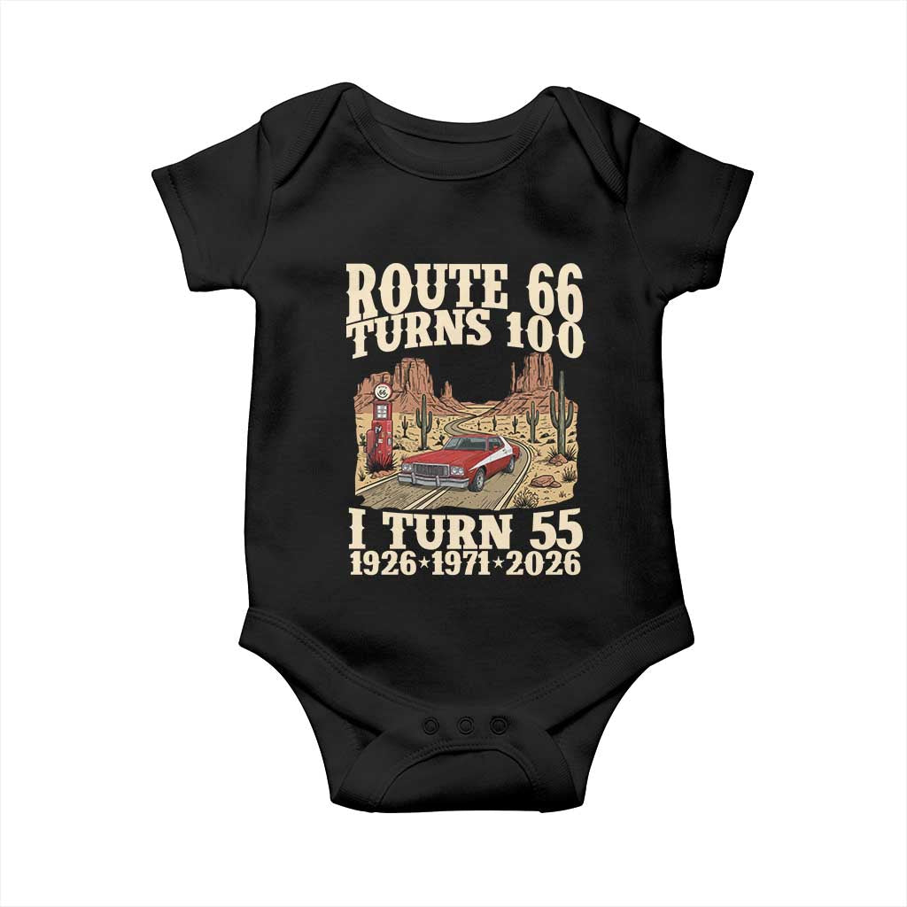 Route Highway 66 Turns 100 I Turn 55 Baby Onesie Vintage 1971 Road Sign American Muscle Car Lover 55th Birthday Gift