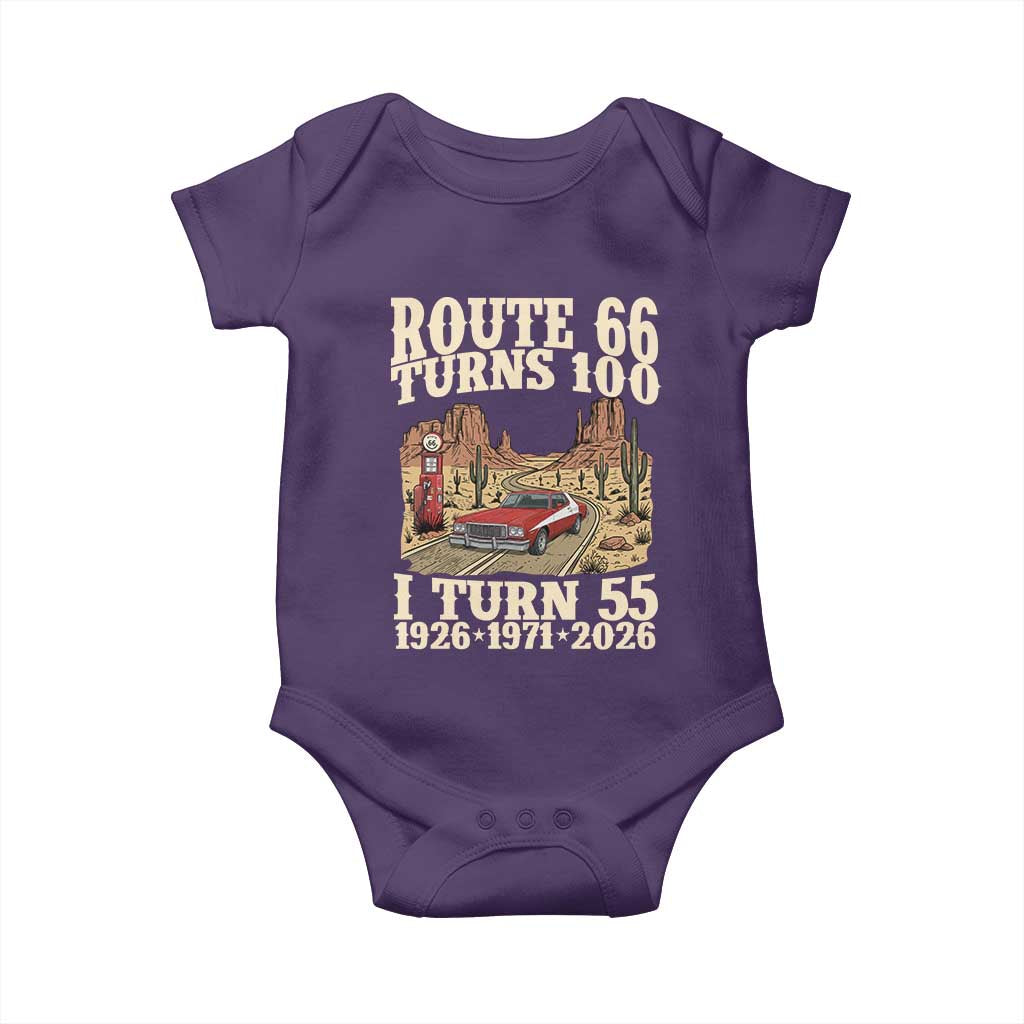 Route Highway 66 Turns 100 I Turn 55 Baby Onesie Vintage 1971 Road Sign American Muscle Car Lover 55th Birthday Gift