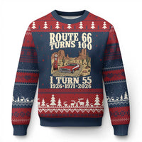 Route Highway 66 Turns 100 I Turn 55 Ugly Christmas Sweater Vintage 1971 Road Sign American Muscle Car Lover 55th Birthday Gift