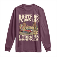 Route Highway 66 Turns 100 I Turn 55 Long Sleeve Shirt Vintage 1971 Road Sign American Muscle Car Lover 55th Birthday Gift