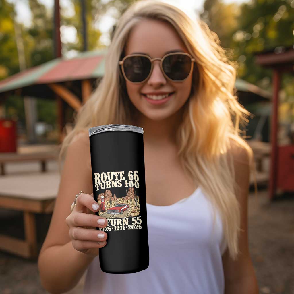 Route Highway 66 Turns 100 I Turn 55 Skinny Tumbler Vintage 1971 Road Sign American Muscle Car Lover 55th Birthday Gift