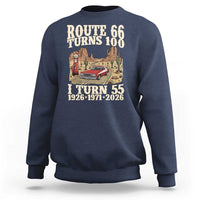 Route Highway 66 Turns 100 I Turn 55 Sweatshirt Vintage 1971 Road Sign American Muscle Car Lover 55th Birthday Gift