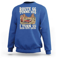 Route Highway 66 Turns 100 I Turn 55 Sweatshirt Vintage 1971 Road Sign American Muscle Car Lover 55th Birthday Gift