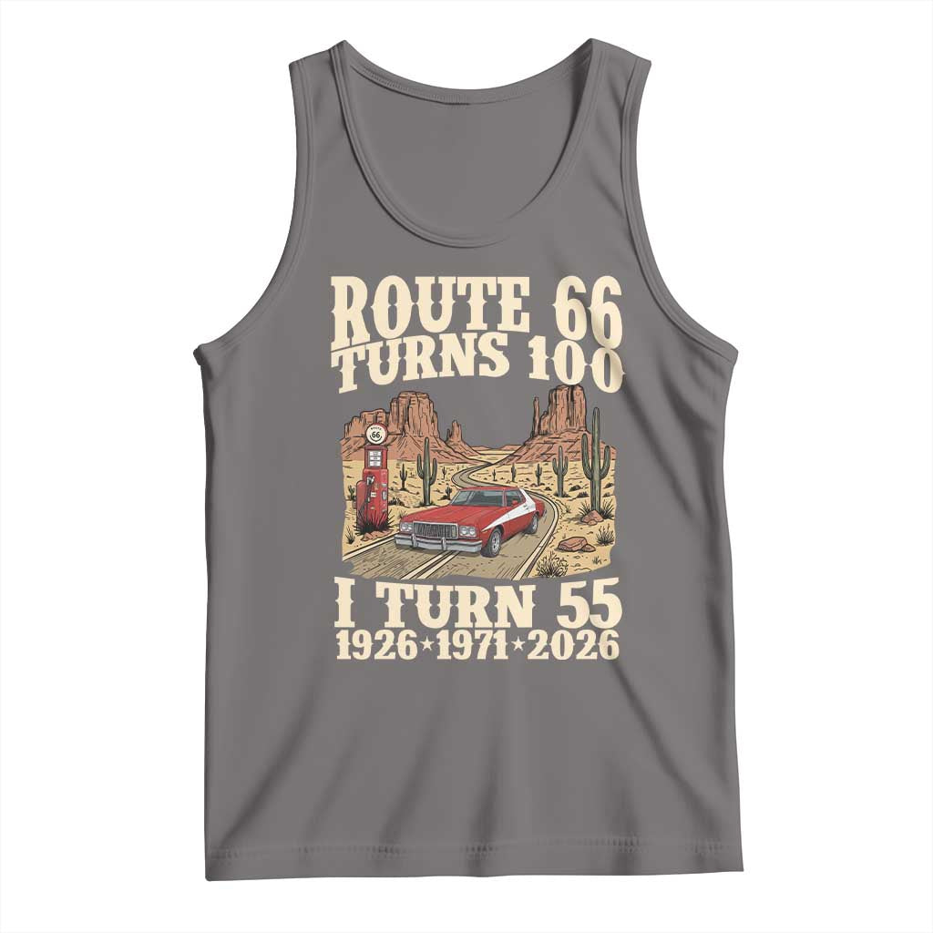 Route Highway 66 Turns 100 I Turn 55 Tank Top Vintage 1971 Road Sign American Muscle Car Lover 55th Birthday Gift