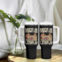 Route Highway 66 Turns 100 I Turn 55 Tumbler With Handle Vintage 1971 Road Sign American Muscle Car Lover 55th Birthday Gift