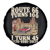 Route Highway 66 Turns 100 I Turn 45 Spare Tire Cover Vintage 1981 Road Sign American Muscle Car Lover 45th Birthday Gift