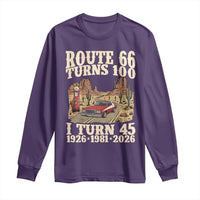 Route Highway 66 Turns 100 I Turn 45 Long Sleeve Shirt Vintage 1981 Road Sign American Muscle Car Lover 45th Birthday Gift
