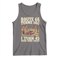 Route Highway 66 Turns 100 I Turn 45 Tank Top Vintage 1981 Road Sign American Muscle Car Lover 45th Birthday Gift