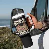 Route Highway 66 Turns 100 I Turn 45 Tumbler With Handle Vintage 1981 Road Sign American Muscle Car Lover 45th Birthday Gift