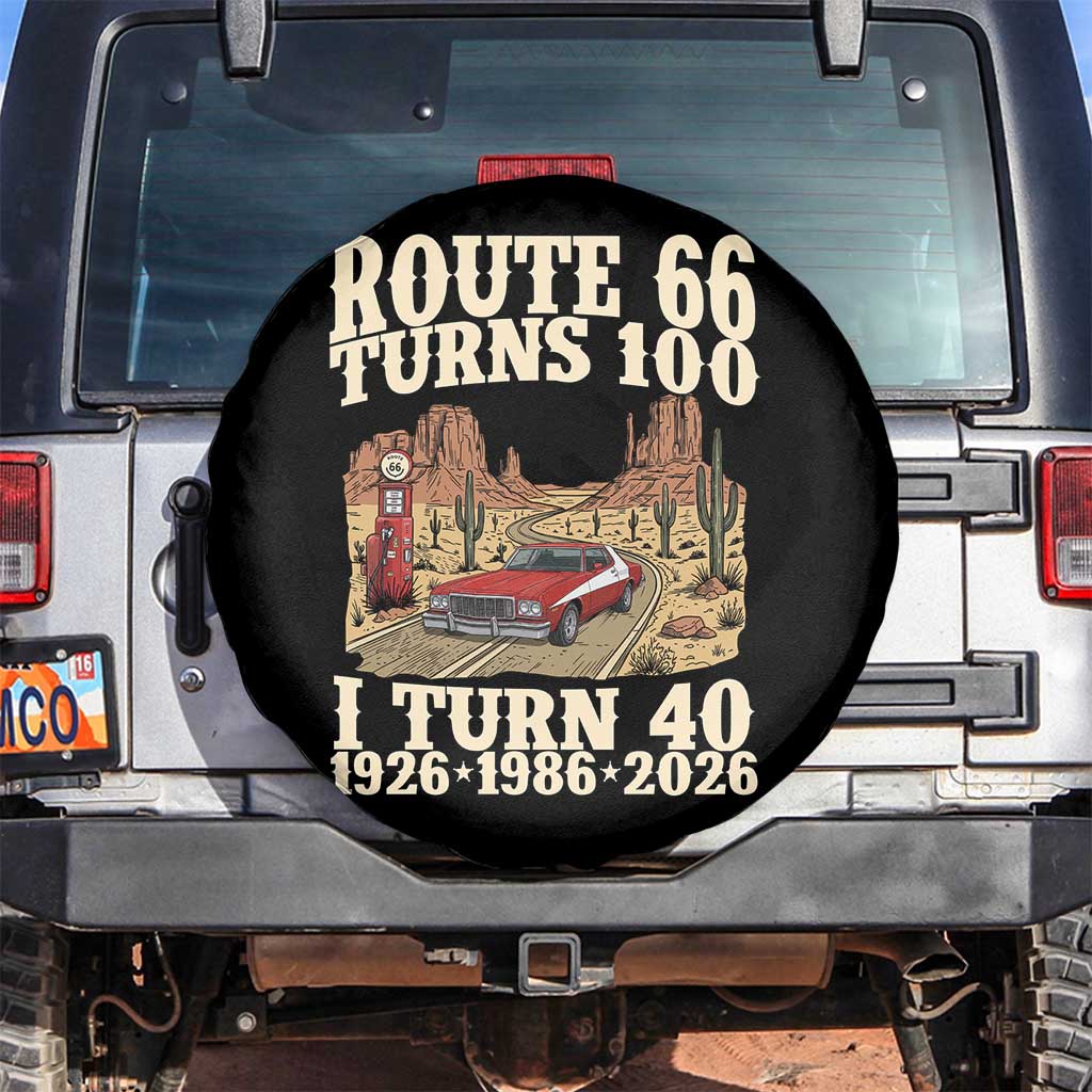 Route Highway 66 Turns 100 I Turn 40 Spare Tire Cover Vintage 1986 Road Sign American Muscle Car Lover 40th Birthday Gift