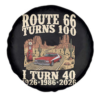 Route Highway 66 Turns 100 I Turn 40 Spare Tire Cover Vintage 1986 Road Sign American Muscle Car Lover 40th Birthday Gift