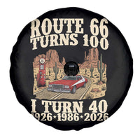 Route Highway 66 Turns 100 I Turn 40 Spare Tire Cover Vintage 1986 Road Sign American Muscle Car Lover 40th Birthday Gift