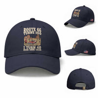 Route Highway 66 Turns 100 I Turn 40 Baseball Cap Vintage 1986 Road Sign American Muscle Car Lover 40th Birthday Gift