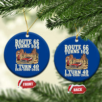 Route Highway 66 Turns 100 I Turn 40 Ceramic Ornament Vintage 1986 Road Sign American Muscle Car Lover 40th Birthday Gift