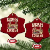 Route Highway 66 Turns 100 I Turn 40 Ceramic Ornament Vintage 1986 Road Sign American Muscle Car Lover 40th Birthday Gift