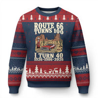 Route Highway 66 Turns 100 I Turn 40 Ugly Christmas Sweater Vintage 1986 Road Sign American Muscle Car Lover 40th Birthday Gift