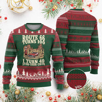 Route Highway 66 Turns 100 I Turn 40 Ugly Christmas Sweater Vintage 1986 Road Sign American Muscle Car Lover 40th Birthday Gift