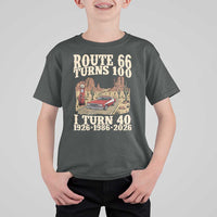 Route Highway 66 Turns 100 I Turn 40 T Shirt For Kid Vintage 1986 Road Sign American Muscle Car Lover 40th Birthday Gift