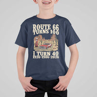 Route Highway 66 Turns 100 I Turn 40 T Shirt For Kid Vintage 1986 Road Sign American Muscle Car Lover 40th Birthday Gift