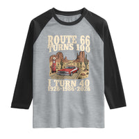 Route Highway 66 Turns 100 I Turn 40 Raglan Shirt Vintage 1986 Road Sign American Muscle Car Lover 40th Birthday Gift
