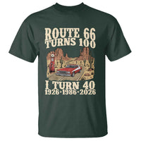Route Highway 66 Turns 100 I Turn 40 T Shirt Vintage 1986 Road Sign American Muscle Car Lover 40th Birthday Gift