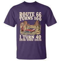 Route Highway 66 Turns 100 I Turn 40 T Shirt Vintage 1986 Road Sign American Muscle Car Lover 40th Birthday Gift