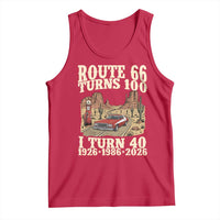 Route Highway 66 Turns 100 I Turn 40 Tank Top Vintage 1986 Road Sign American Muscle Car Lover 40th Birthday Gift