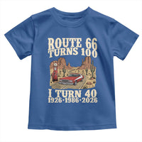 Route Highway 66 Turns 100 I Turn 40 Toddler T Shirt Vintage 1986 Road Sign American Muscle Car Lover 40th Birthday Gift