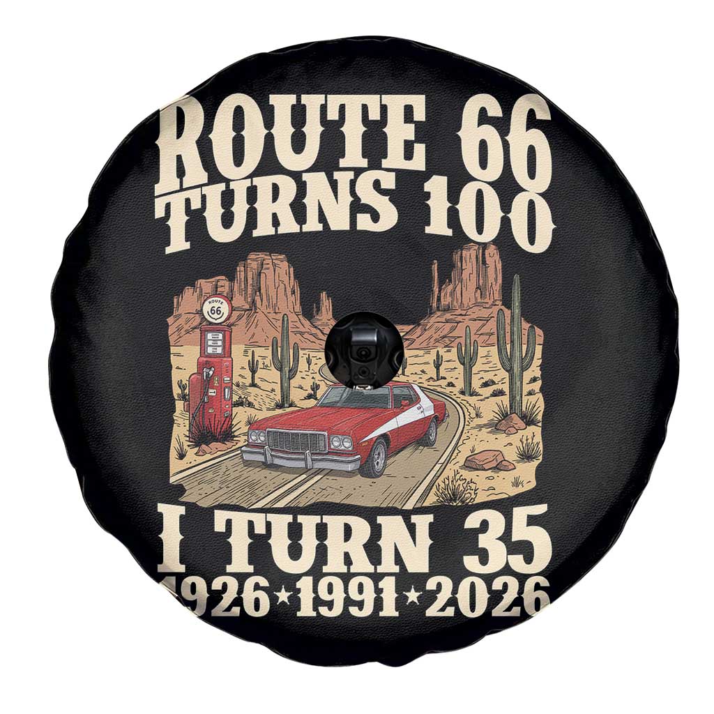 Route Highway 66 Turns 100 I Turn 35 Spare Tire Cover Vintage 1991 Road Sign American Muscle Car Lover 35th Birthday Gift