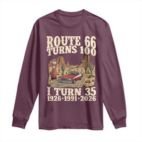 Route Highway 66 Turns 100 I Turn 35 Long Sleeve Shirt Vintage 1991 Road Sign American Muscle Car Lover 35th Birthday Gift
