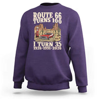 Route Highway 66 Turns 100 I Turn 35 Sweatshirt Vintage 1991 Road Sign American Muscle Car Lover 35th Birthday Gift