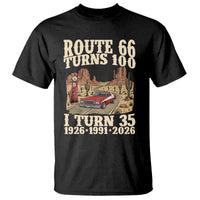 Route Highway 66 Turns 100 I Turn 35 T Shirt Vintage 1991 Road Sign American Muscle Car Lover 35th Birthday Gift