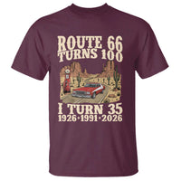 Route Highway 66 Turns 100 I Turn 35 T Shirt Vintage 1991 Road Sign American Muscle Car Lover 35th Birthday Gift