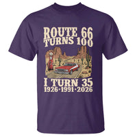 Route Highway 66 Turns 100 I Turn 35 T Shirt Vintage 1991 Road Sign American Muscle Car Lover 35th Birthday Gift