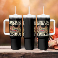 Route Highway 66 Turns 100 I Turn 35 Tumbler With Handle Vintage 1991 Road Sign American Muscle Car Lover 35th Birthday Gift