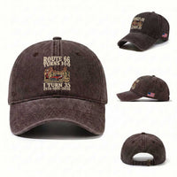 Route Highway 66 Turns 100 I Turn 35 Washed Cotton Baseball Cap Vintage 1991 Road Sign American Muscle Car Lover 35th Birthday Gift