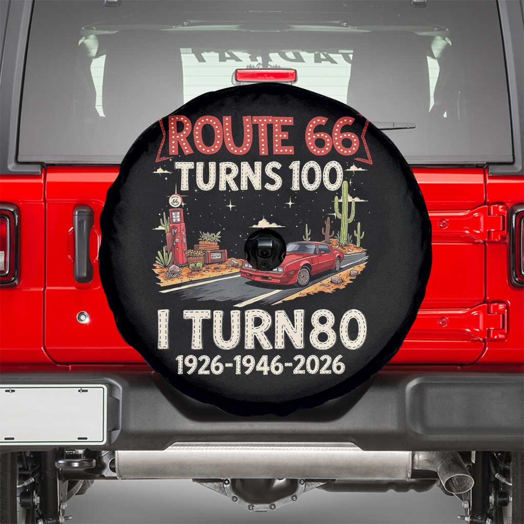 Route Highway 66 Turns 100 I Turn 80 Spare Tire Cover Vintage 1946 Road Sign Classic Muscle Car Lover 80th Birthday Gift