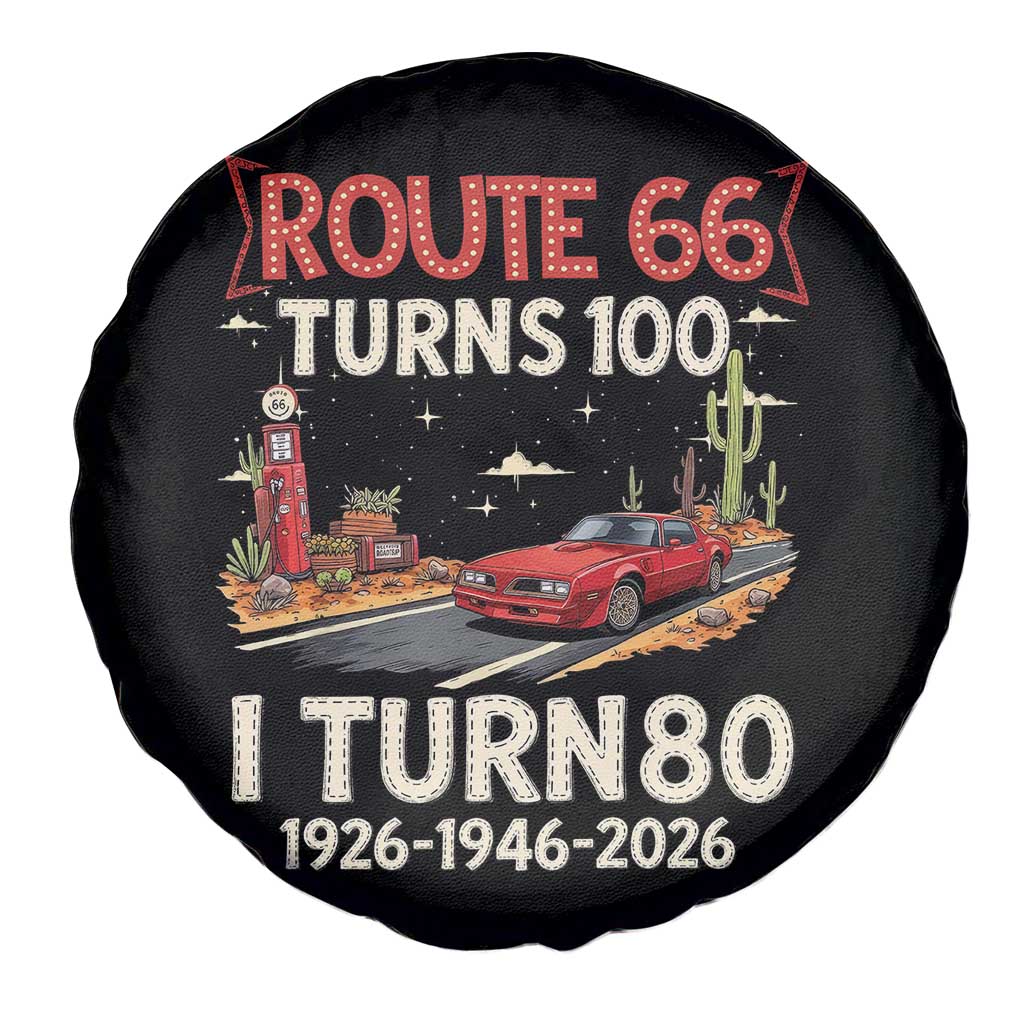 Route Highway 66 Turns 100 I Turn 80 Spare Tire Cover Vintage 1946 Road Sign Classic Muscle Car Lover 80th Birthday Gift