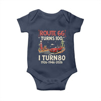 Route Highway 66 Turns 100 I Turn 80 Baby Onesie Vintage 1946 Road Sign Classic Muscle Car Lover 80th Birthday Gift