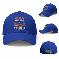 Route Highway 66 Turns 100 I Turn 80 Baseball Cap Vintage 1946 Road Sign Classic Muscle Car Lover 80th Birthday Gift