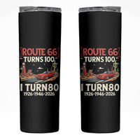 Route Highway 66 Turns 100 I Turn 80 Skinny Tumbler Vintage 1946 Road Sign Classic Muscle Car Lover 80th Birthday Gift