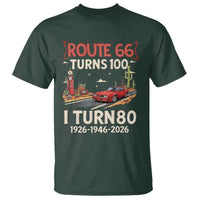 Route Highway 66 Turns 100 I Turn 80 T Shirt Vintage 1946 Road Sign Classic Muscle Car Lover 80th Birthday Gift