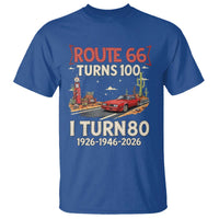 Route Highway 66 Turns 100 I Turn 80 T Shirt Vintage 1946 Road Sign Classic Muscle Car Lover 80th Birthday Gift